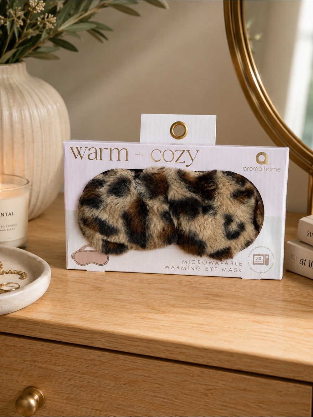 Aroma Home Leopard Print Plush Microwavable Eye Mask